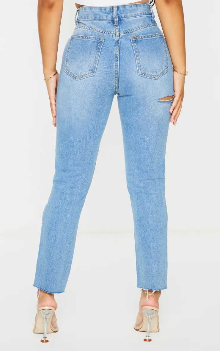 Petite Light Wash Ripped Skinny Jeans sold by Pretty Little Thing product image thumbnail 3