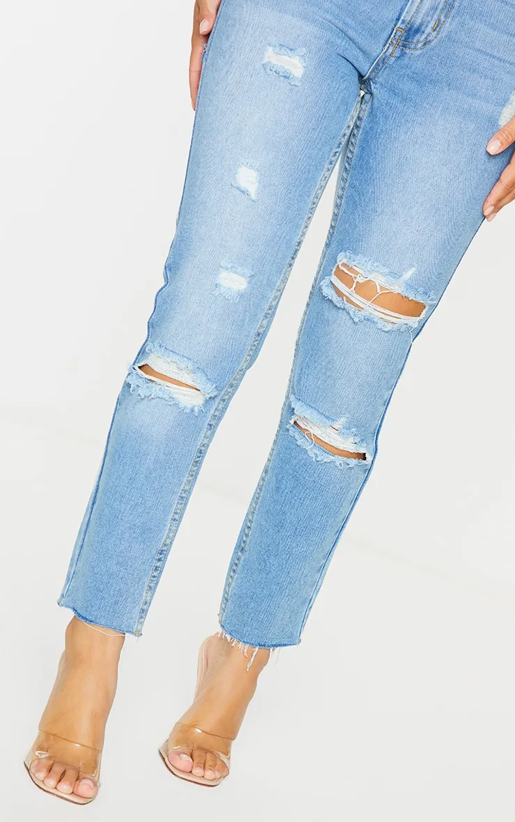 Petite Light Wash Ripped Skinny Jeans sold by Pretty Little Thing product image thumbnail 4