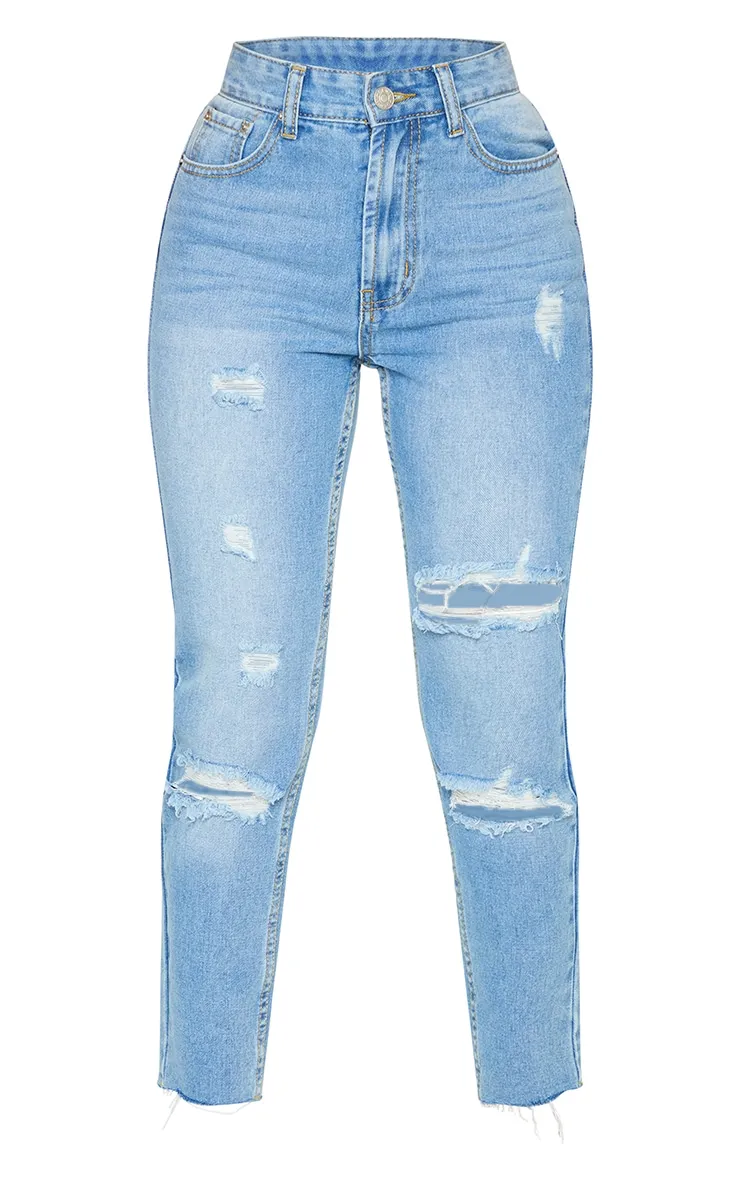 Petite Light Wash Ripped Skinny Jeans sold by Pretty Little Thing product image thumbnail 5