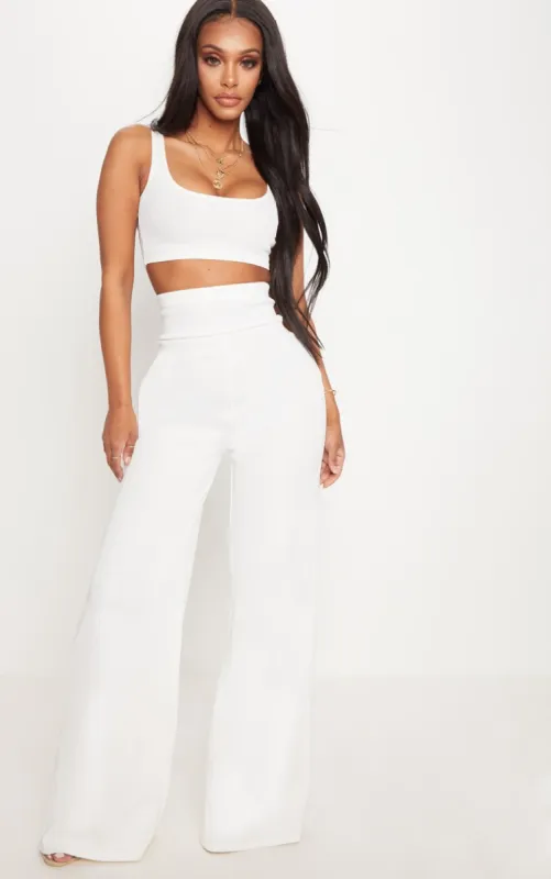 Shape White Bandage Extreme High Waist Wide Leg Trousers sold by Pretty Little Thing