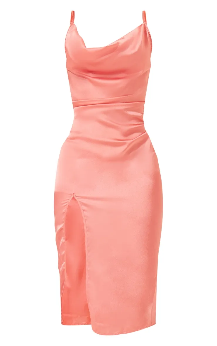 Rose Strappy Satin Cowl Midi Dress sold by Pretty Little Thing product image thumbnail 5