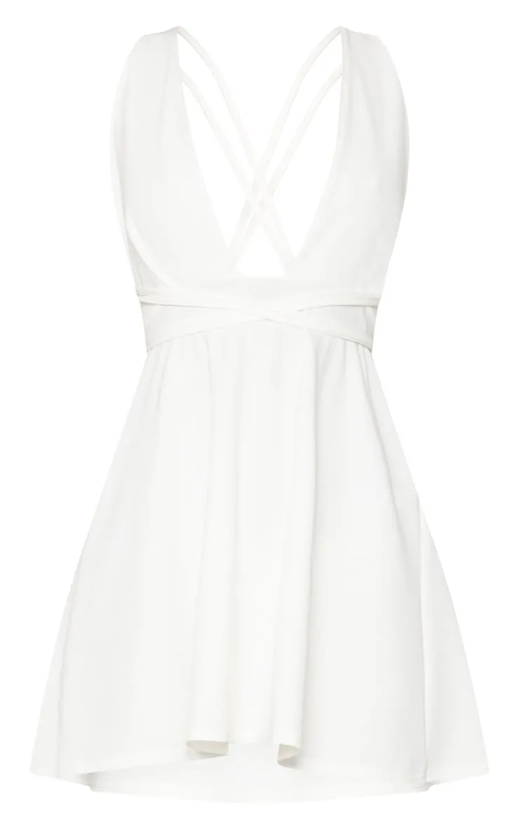 White Wrap Detail Skater Dress sold by Pretty Little Thing product image thumbnail 3