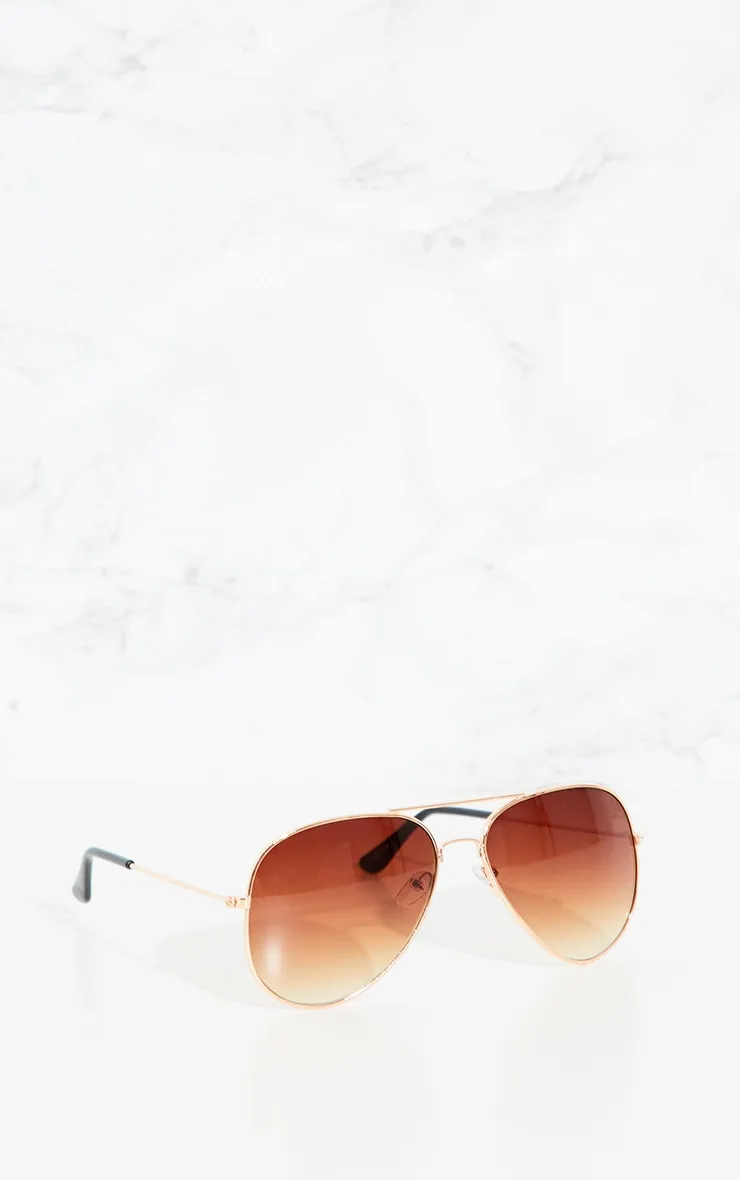 Brown Metal Aviator Sunglasses sold by Pretty Little Thing product image thumbnail 2