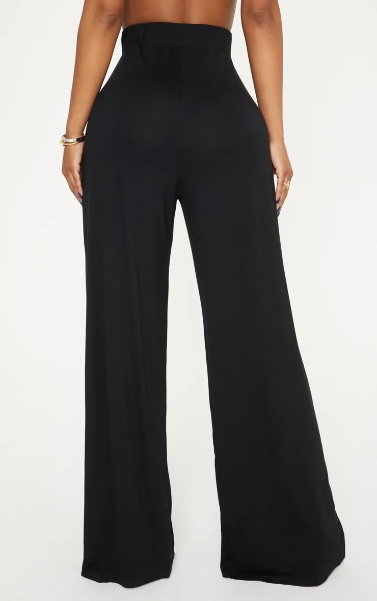 Shape Black Jersey Wide Leg Trousers sold by Pretty Little Thing product image thumbnail 4