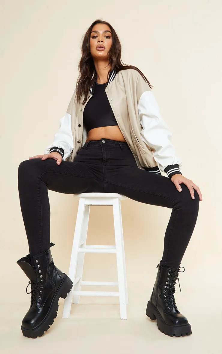 Tall Black Super Stretch High Waisted Skinny Jeans sold by Pretty Little Thing