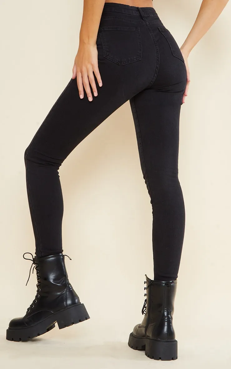 Tall Black Super Stretch High Waisted Skinny Jeans sold by Pretty Little Thing product image thumbnail 3