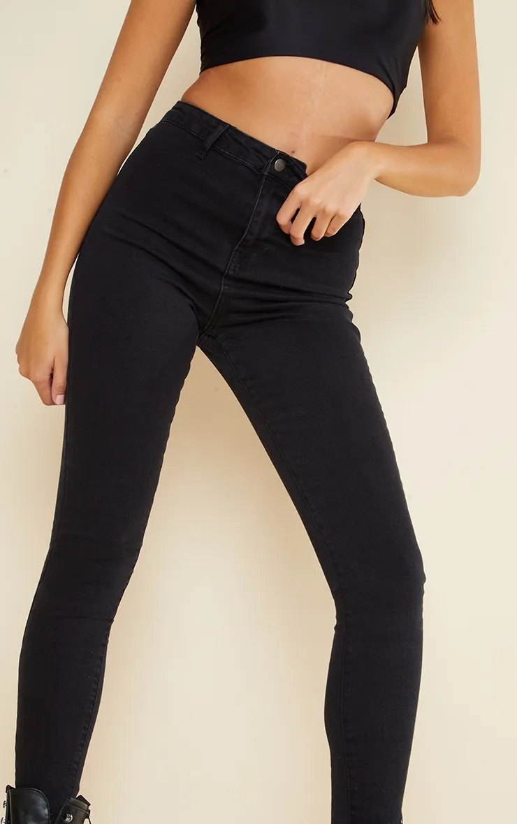 Tall Black Super Stretch High Waisted Skinny Jeans sold by Pretty Little Thing product image thumbnail 4
