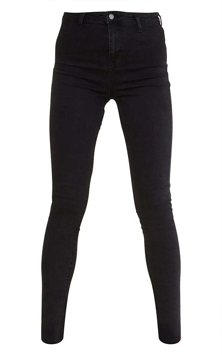 Tall Black Super Stretch High Waisted Skinny Jeans sold by Pretty Little Thing product image thumbnail 5
