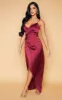 Petite Burgundy Satin Wrap Detail Maxi Dress sold by Pretty Little Thing