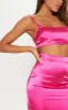 Pink Satin Scoop Neck Crop Top sold by Pretty Little Thing