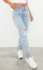 PRETTYLITTLETHING Light Blue Wash Knee Rip Mom Jeans sold by Pretty Little Thing
