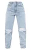 PRETTYLITTLETHING Light Blue Wash Knee Rip Mom Jeans sold by Pretty Little Thing