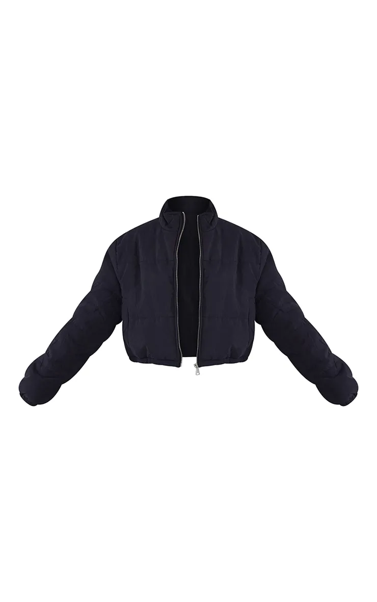 Black Super Cropped Peach Skin Puffer sold by Pretty Little Thing product image thumbnail 5