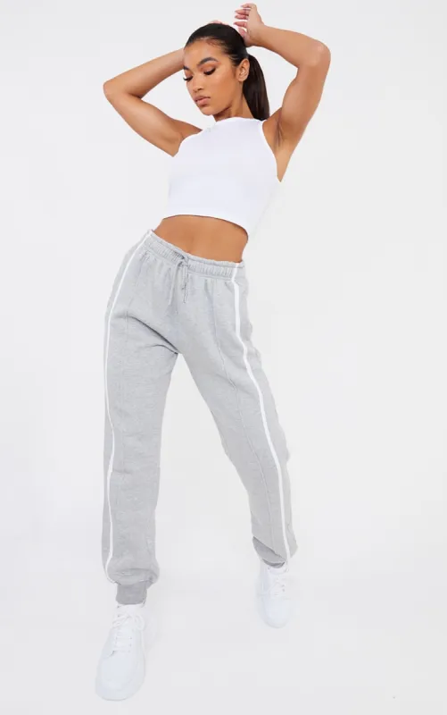 Grey Double Side Stripe Joggers sold by Pretty Little Thing