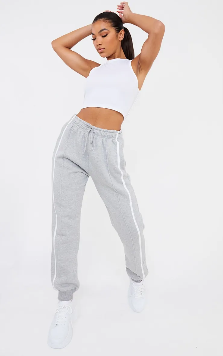 Grey Double Side Stripe Joggers sold by Pretty Little Thing