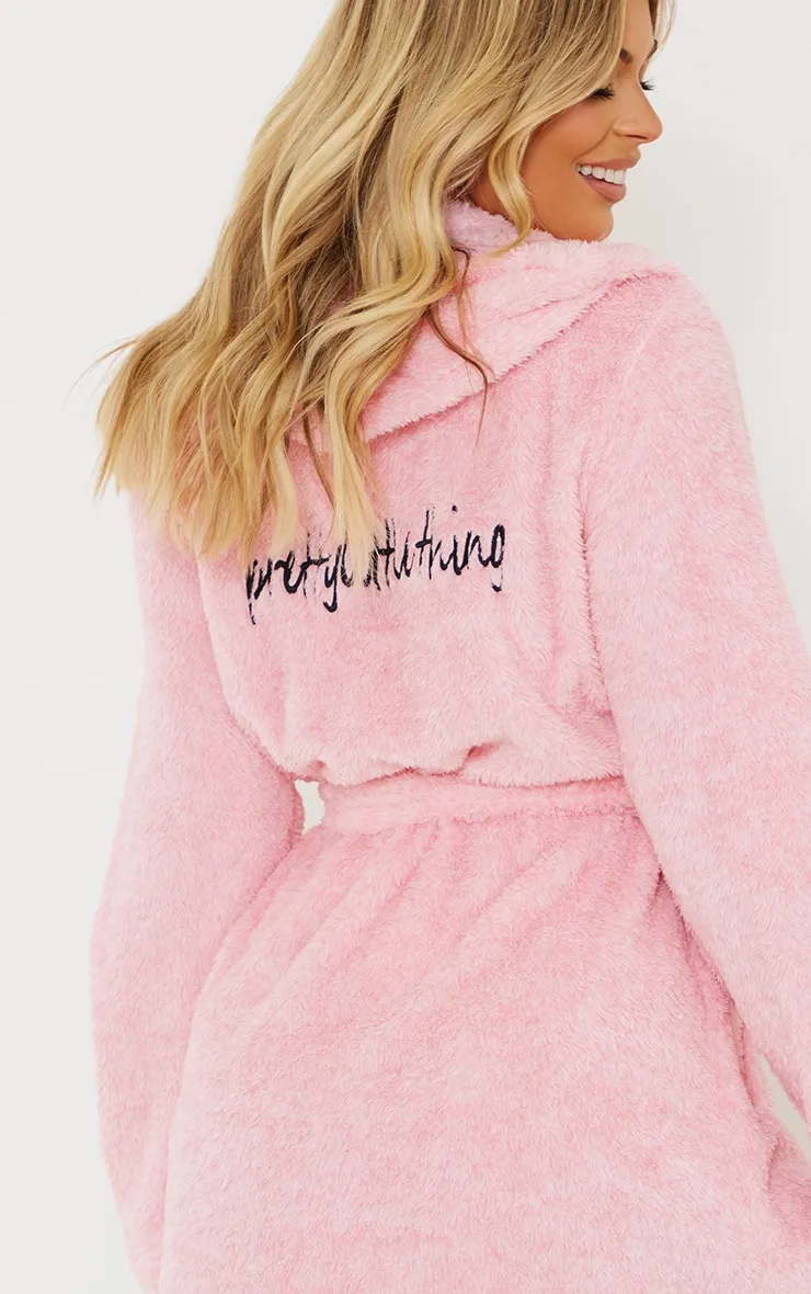 PRETTYLITTLETHING Pink Fluffy Dressing Gown sold by Pretty Little Thing product image thumbnail 4