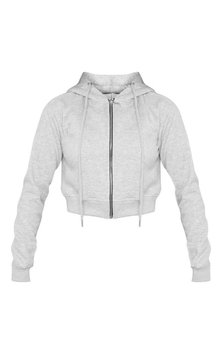 Ash Grey Crop Zip Hoodie sold by Pretty Little Thing product image thumbnail 3