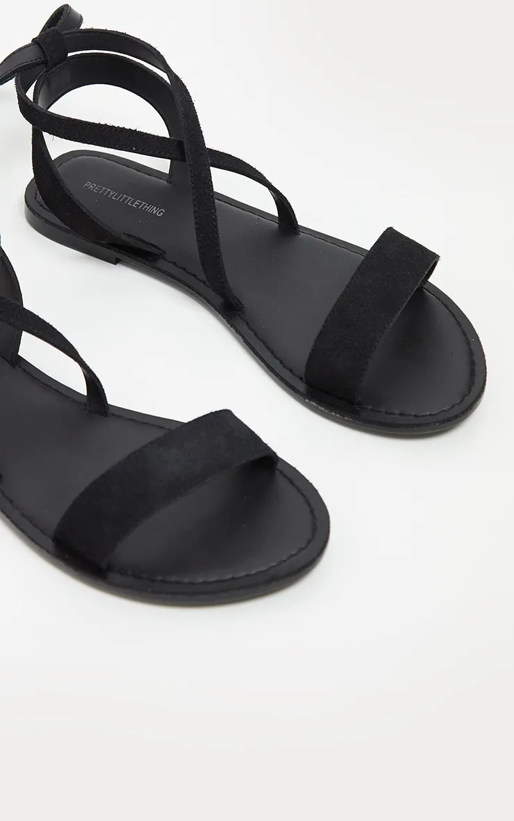 Black Basic Leather Sandal sold by Pretty Little Thing product image thumbnail 3