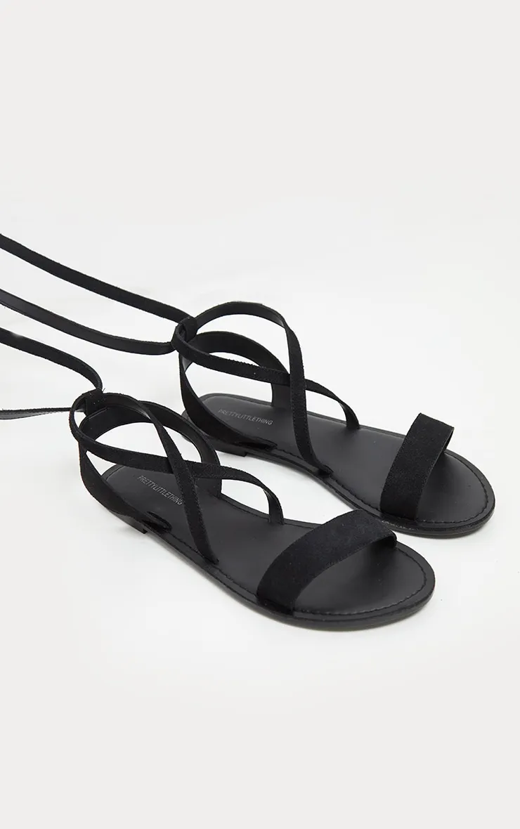 Black Basic Leather Sandal sold by Pretty Little Thing product image thumbnail 4