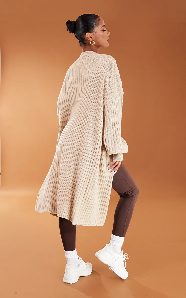 Stone Ribbed Knitted Midi Cardigan sold by Pretty Little Thing product image thumbnail 2