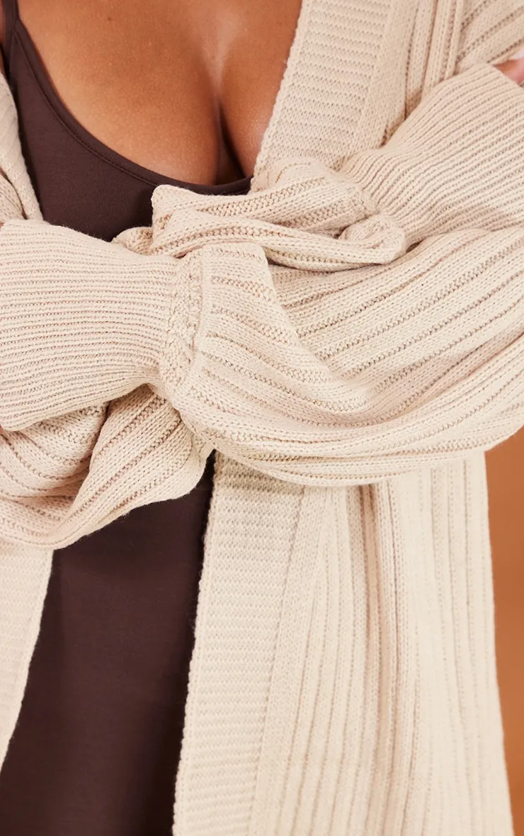 Stone Ribbed Knitted Midi Cardigan sold by Pretty Little Thing product image thumbnail 4