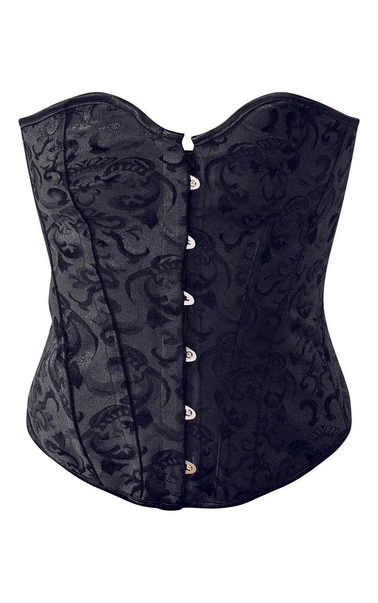 Black Front Ribbon Hook & Eye Corset sold by Pretty Little Thing product image thumbnail 5
