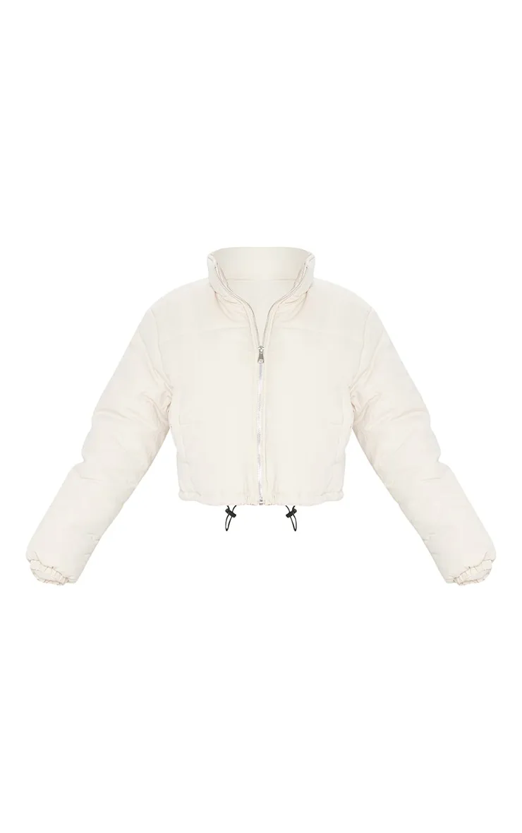 Cream Super Cropped Peach Skin Puffer sold by Pretty Little Thing product image thumbnail 5
