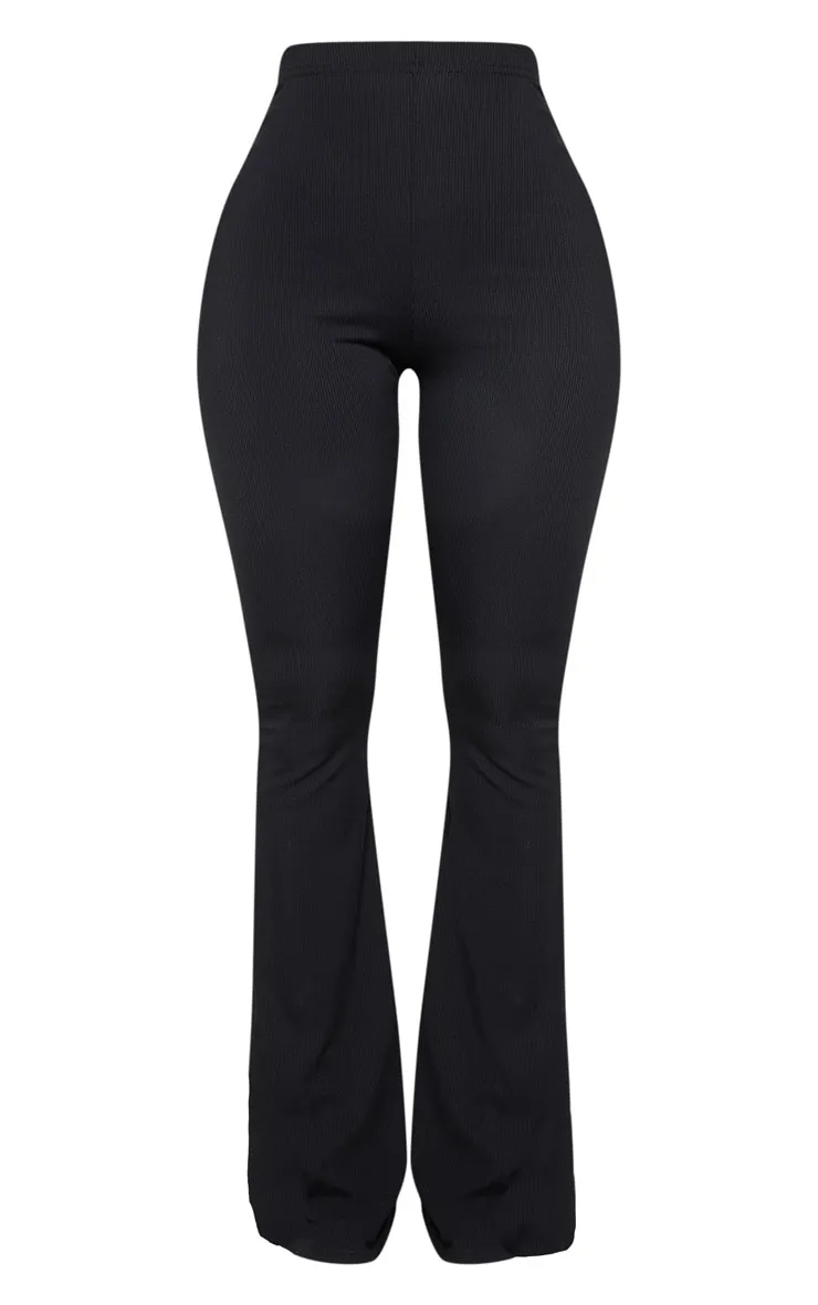 Shape Black Ribbed Flared Trousers sold by Pretty Little Thing product image thumbnail 3