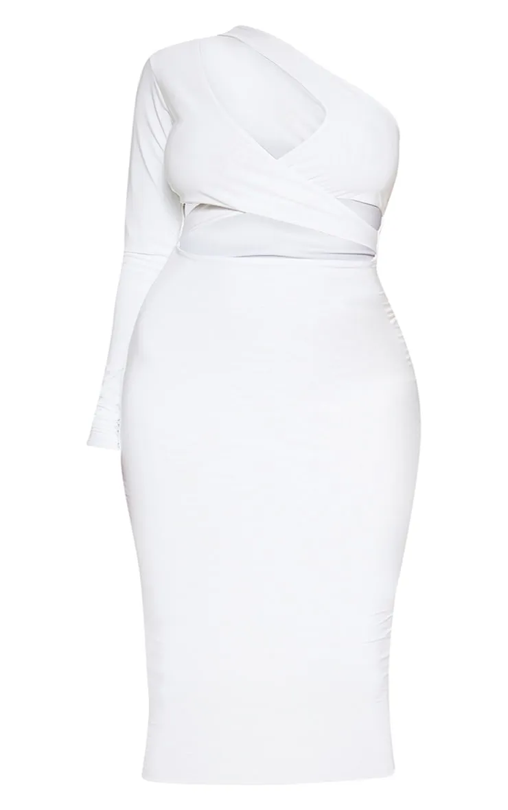 Plus White Cut Out One Shoulder Midi Dress sold by Pretty Little Thing product image thumbnail 3