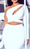 Plus White Cut Out One Shoulder Midi Dress sold by Pretty Little Thing