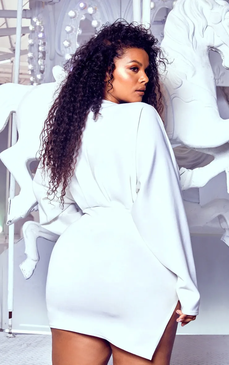 Plus White Pleated Balloon Sleeve Bodycon Dress sold by Pretty Little Thing product image thumbnail 2