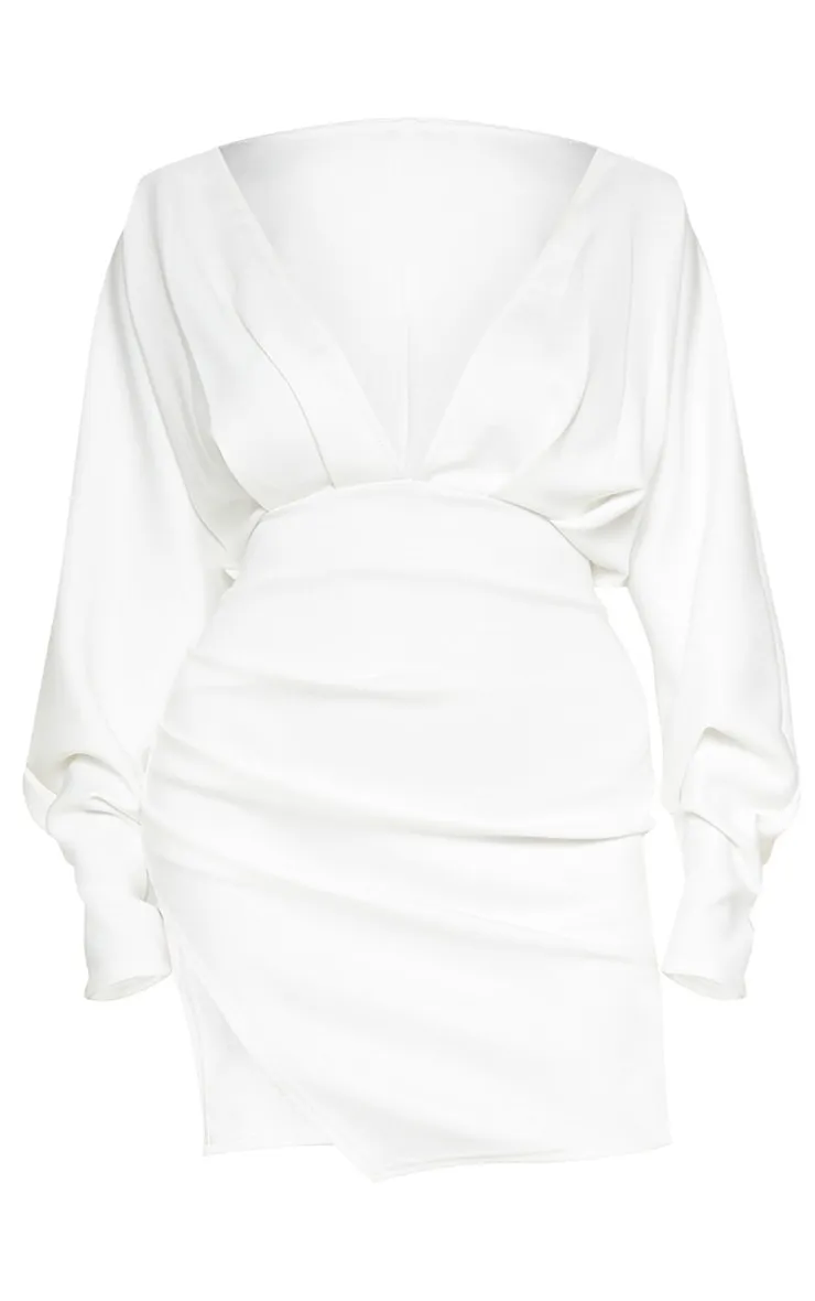 Plus White Pleated Balloon Sleeve Bodycon Dress sold by Pretty Little Thing product image thumbnail 3