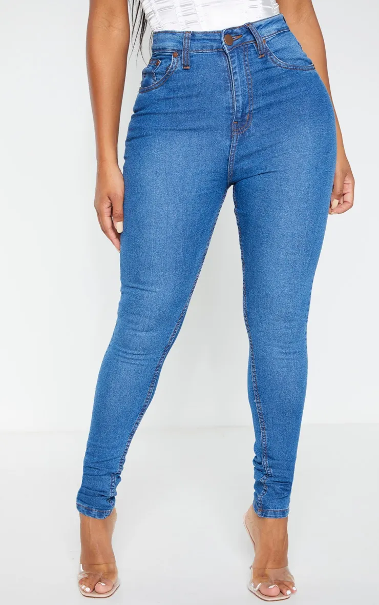 Shape Mid Wash High Waist Super Stretch Skinny Jeans sold by Pretty Little Thing product image thumbnail 2