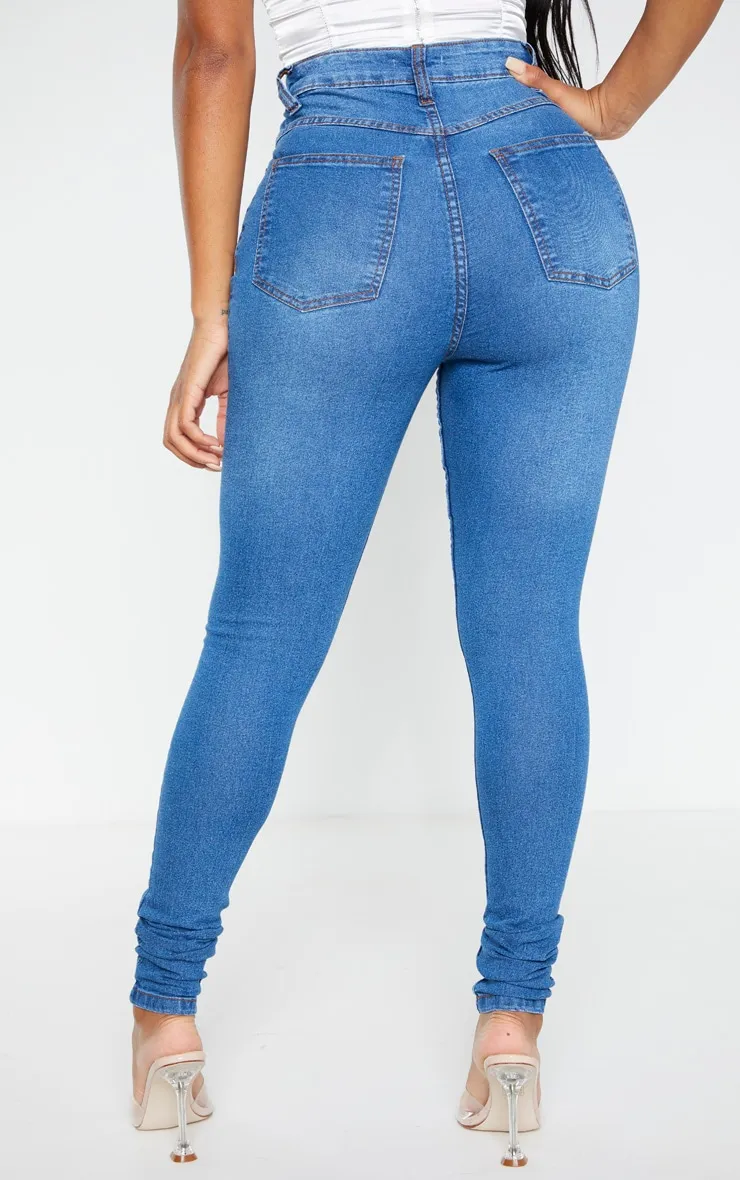 Shape Mid Wash High Waist Super Stretch Skinny Jeans sold by Pretty Little Thing product image thumbnail 4