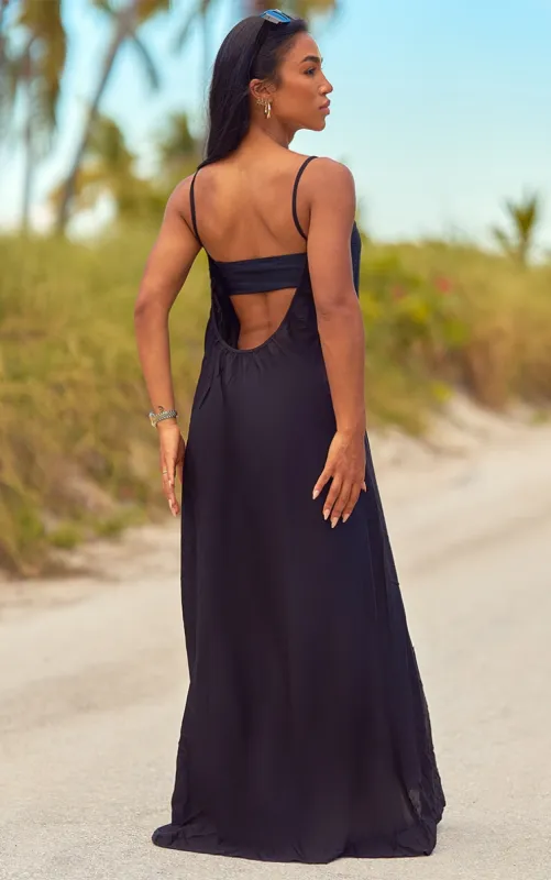 Black Low Back Oversized Maxi Beach Dress sold by Pretty Little Thing