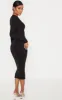 Black Brushed Rib Button Front Midaxi Dress sold by Pretty Little Thing