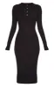 Black Brushed Rib Button Front Midaxi Dress sold by Pretty Little Thing