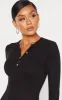 Black Brushed Rib Button Front Midaxi Dress sold by Pretty Little Thing