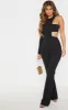 Black One Shoulder Flare Leg Jumpsuit sold by Pretty Little Thing
