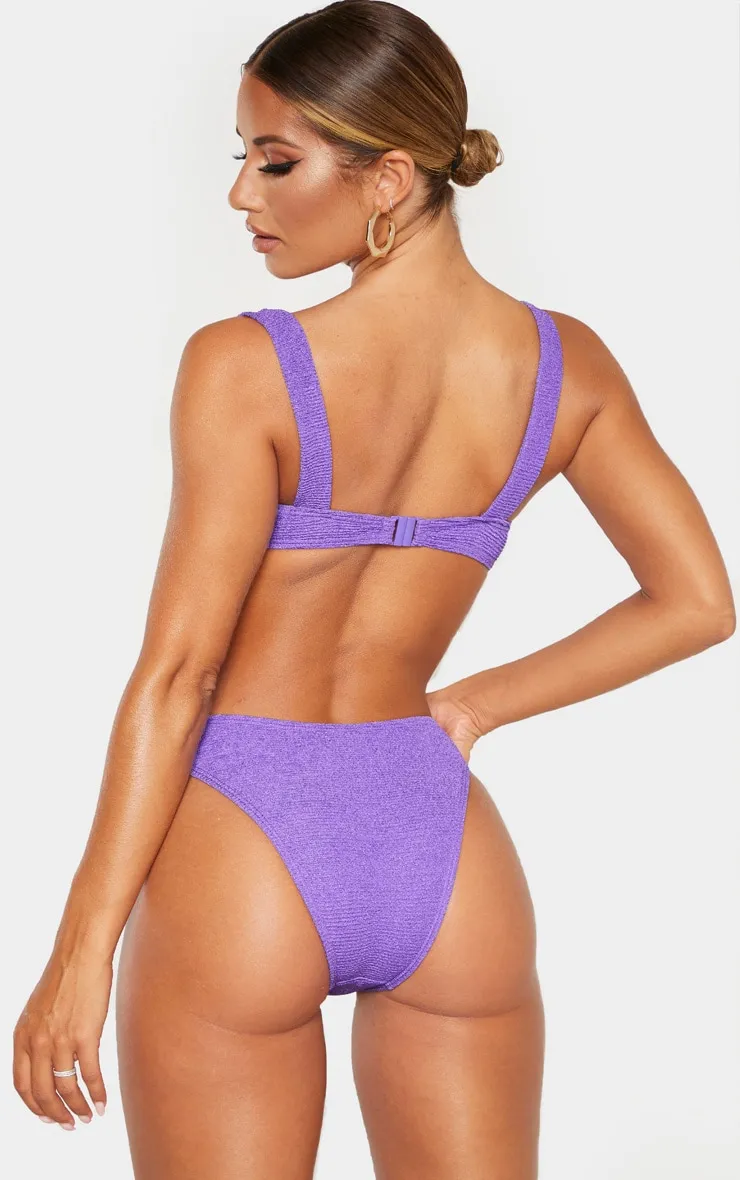 Purple Mini Crinkle Underwired Square Neck Bikini Top sold by Pretty Little Thing product image thumbnail 2