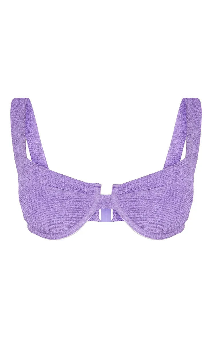 Purple Mini Crinkle Underwired Square Neck Bikini Top sold by Pretty Little Thing product image thumbnail 3