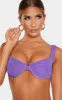 Purple Mini Crinkle Underwired Square Neck Bikini Top sold by Pretty Little Thing