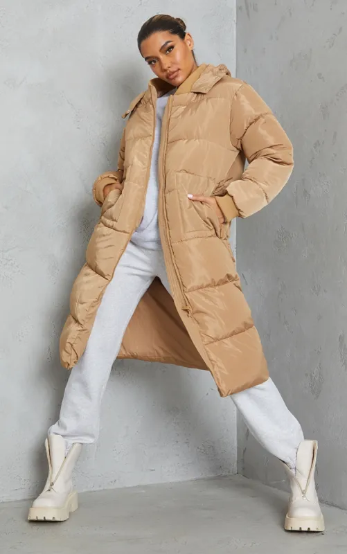 Stone Maxi Hooded Puffer made by Pretty Little Thing