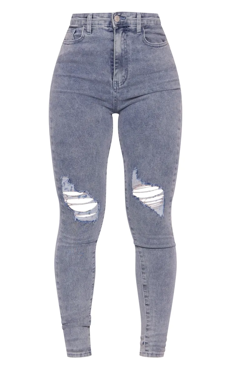 PRETTYLITTLETHING Vintage Wash Knee Rip 5 Pocket Skinny Jeans sold by Pretty Little Thing product image thumbnail 5