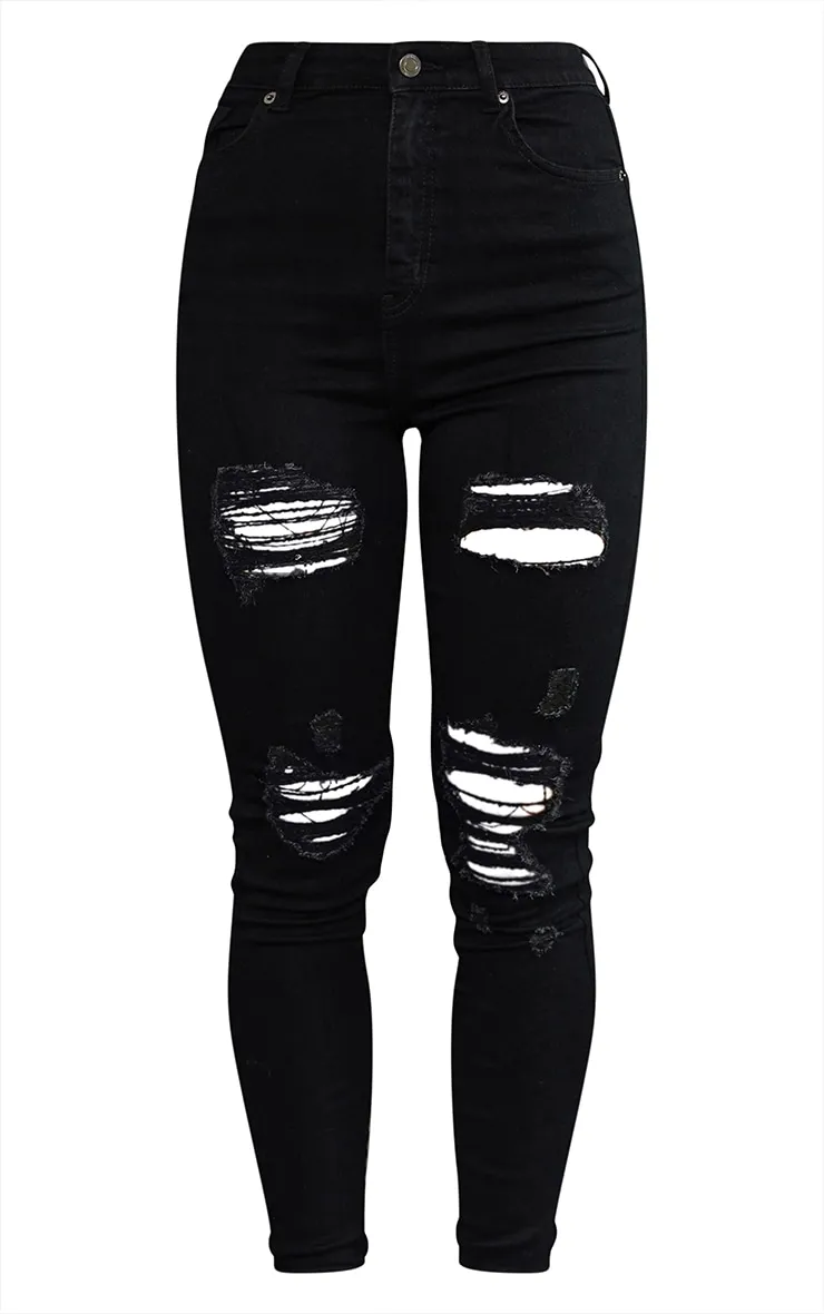 PRETTYLITTLETHING Black Ripped 5 Pocket Skinny Jeans sold by Pretty Little Thing product image thumbnail 5