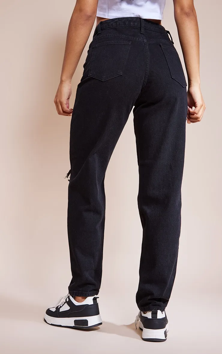 PRETTYLITTLETHING Washed Black Ripped Mom Jeans sold by Pretty Little Thing product image thumbnail 3