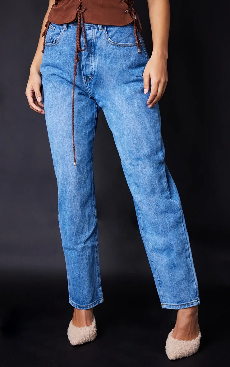 PRETTYLITTLETHING L30 Mid Blue Boyfriend Jeans sold by Pretty Little Thing product image thumbnail 2