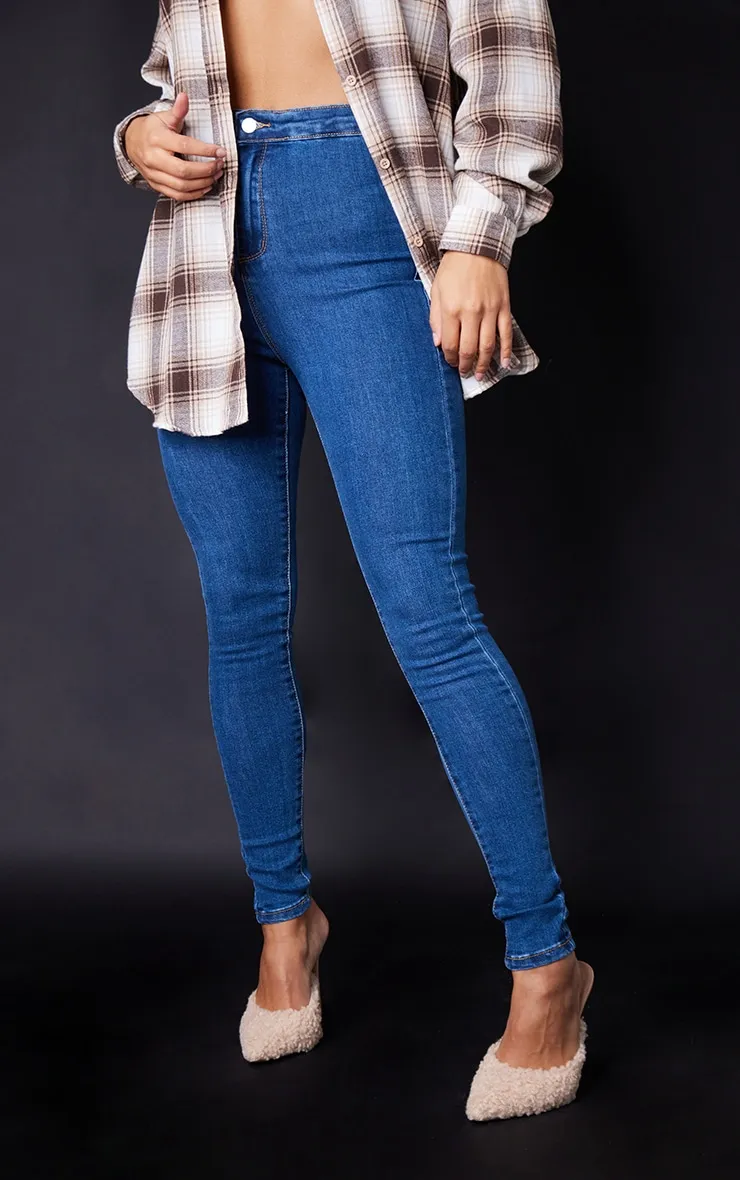 PRETTYLITTLETHING L30 Mid Blue Disco Skinny Jeans sold by Pretty Little Thing product image thumbnail 2