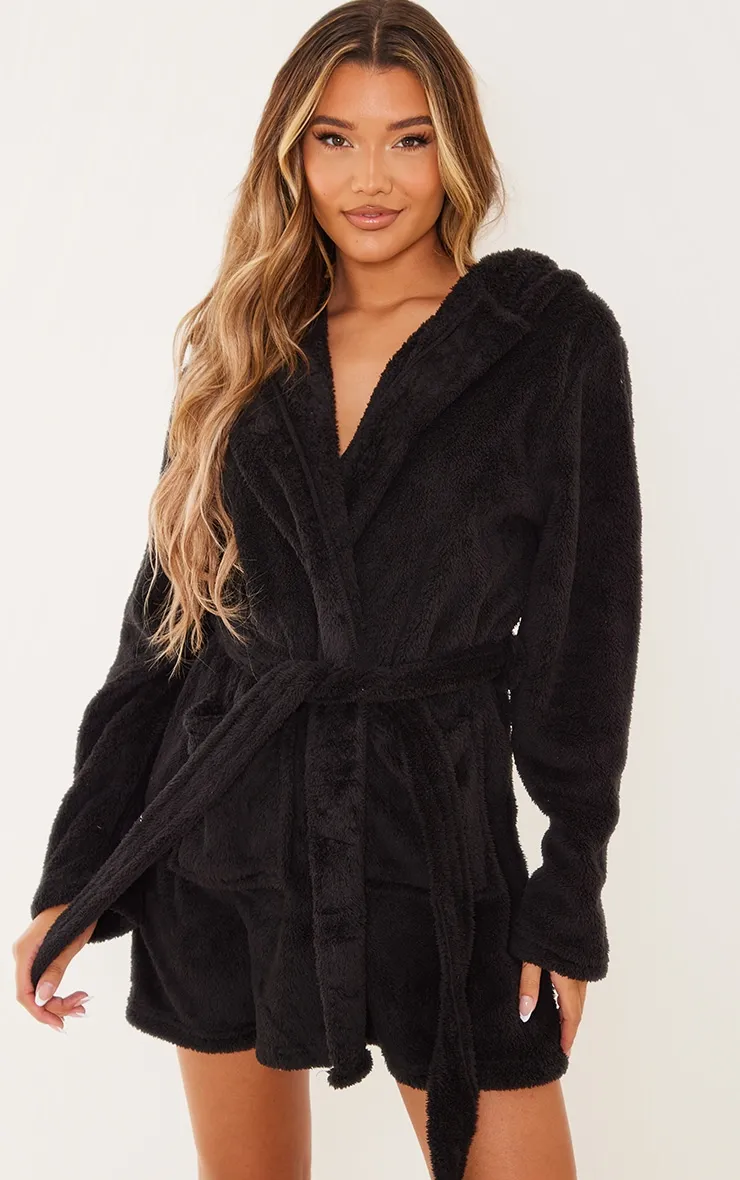 PRETTYLITTLETHING Black Fluffy Dressing Gown sold by Pretty Little Thing product image thumbnail 2