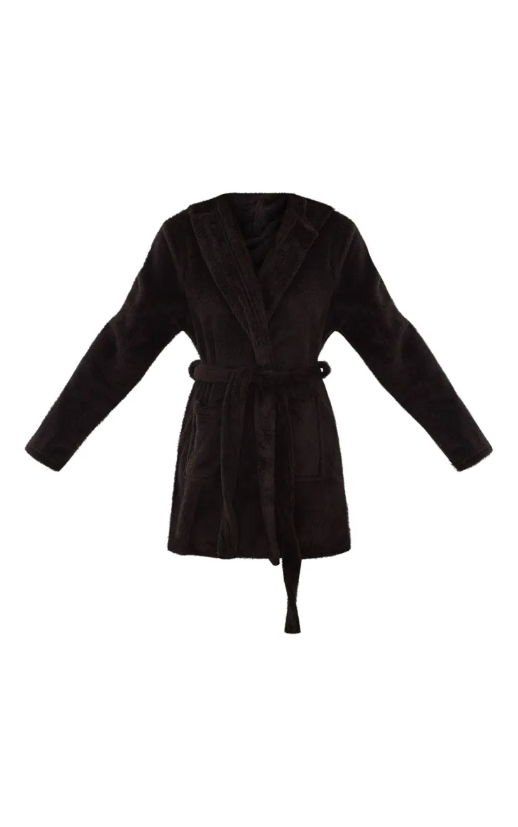 PRETTYLITTLETHING Black Fluffy Dressing Gown sold by Pretty Little Thing product image thumbnail 5
